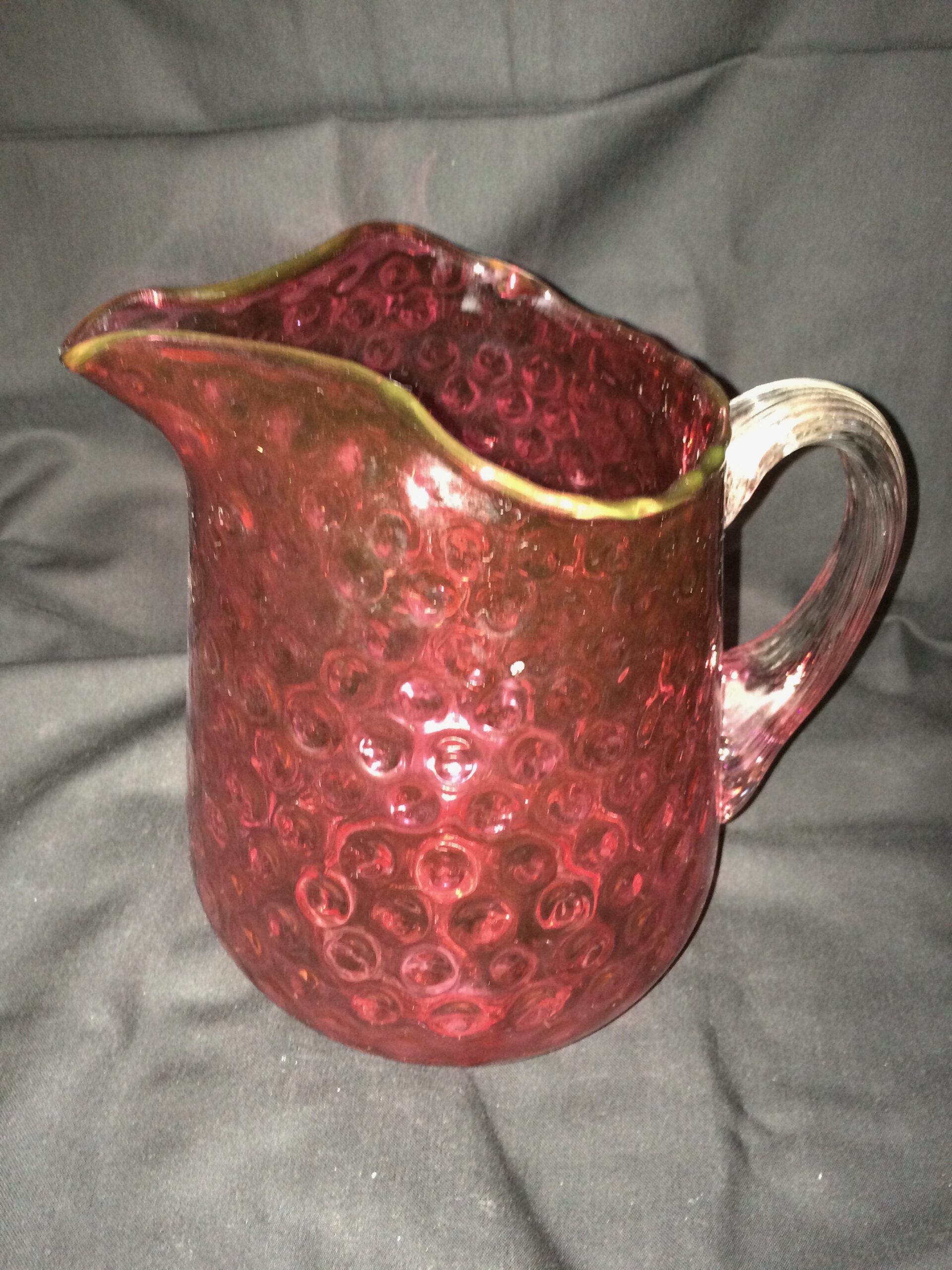 Red Glass Pitcher - Antique