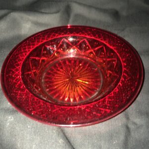 Ruby Red Glass Dish, Rimmed, Star design